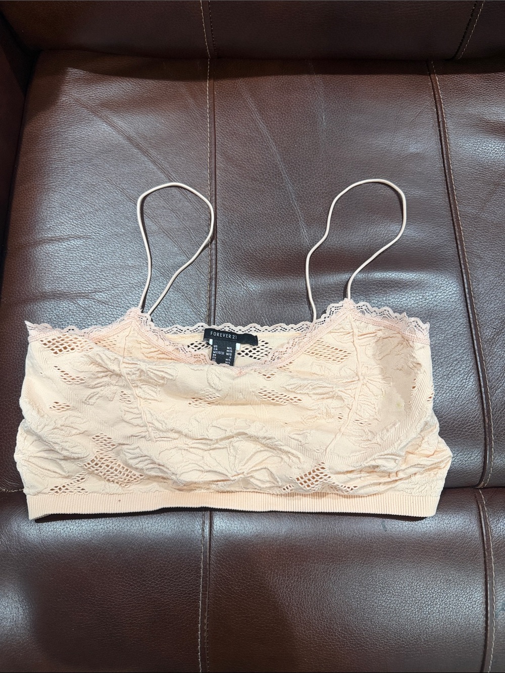 Forever 21 Peach Lace Bralette with Adjustable Straps